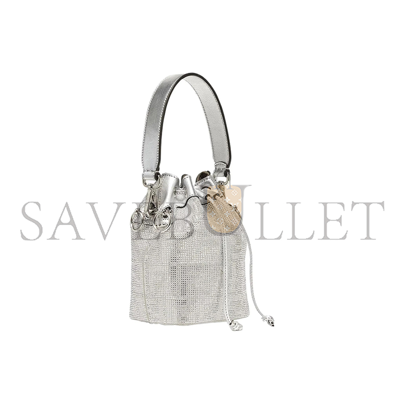F**di leather bag with crystal ff motif in white 8bs010apkff1jsu (18*12*10m)